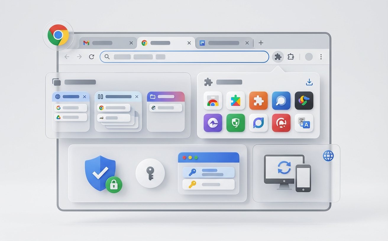 Chrome多标签页导航与分组管理界面
